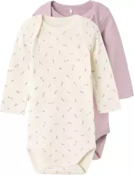 Боди с длинными рукавами Name It "NBFBODY 2P LS BUTTERCREAM FLORAL NOOS", кремовый