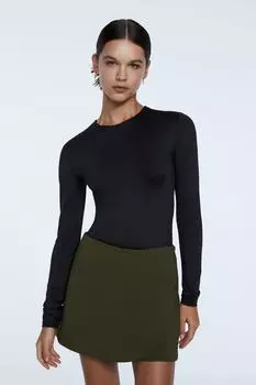 Боди с длинными рукавами Stradivarius, черный