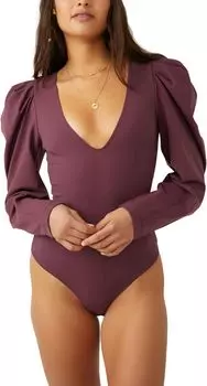 Боди с длинными рукавами Va Va Voop Free People, цвет Precious Wine