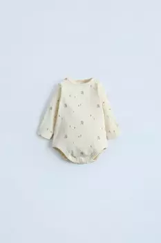 Боди с грибными ребрами ZARA, экрю
