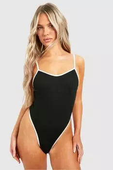 Боди с контрастными швами boohoo, черный