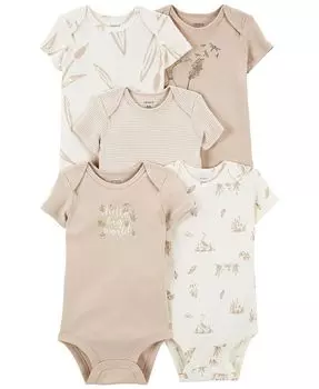 Боди с короткими рукавами для мальчиков и девочек, 5 шт. Carter's, мультиколор
