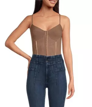 Боди с корсетом Free People Night Rhythm, коричневый