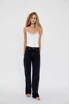Боди с кружевной отделкой ZARA, белый