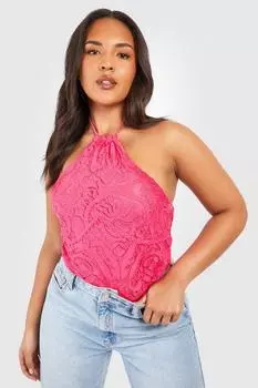 Боди с кружевным корсетом и деталями Boohoo, розовый