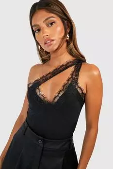 Боди с кружевными вырезами Boohoo, черный