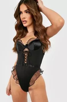 Боди с оборками boohoo, черный