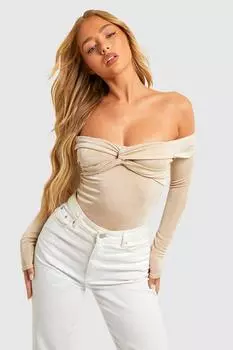Боди с открытыми плечами Boohoo, серый