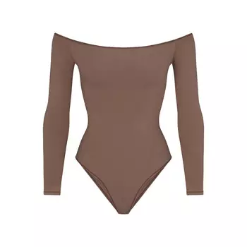 Боди с открытыми плечами SKIMS Cotton Jersey, цвет Truffle