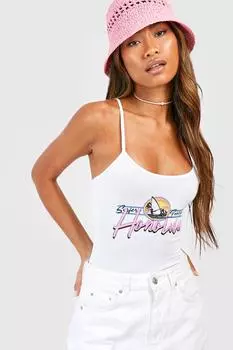 Боди с принтом гонолулу Boohoo, лемон