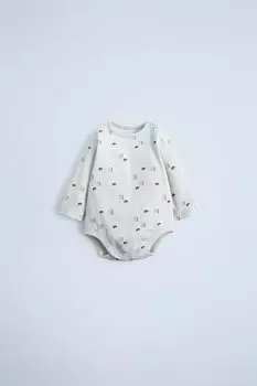 Боди с принтом ZARA, жемчужно-серый