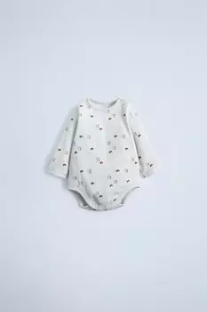 Боди с принтом ZARA, жемчужно-серый
