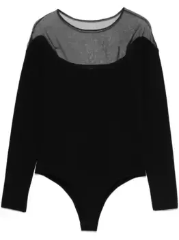 Боди с прозрачной вставкой Mugler, черный