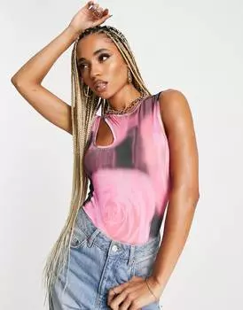 Боди с розовым принтом ASOS DESIGN Hotfix