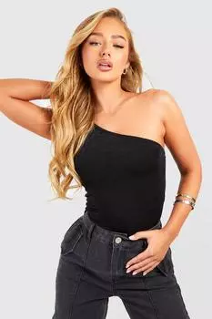 Боди с рушками на одно плече Boohoo, черный