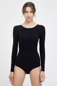 БОДИ С СКОВЫМ ВЫРЕЗОМ И ДЛИННЫМИ РУКАВАМИ, формирующий длинный рукав Spanx, черный