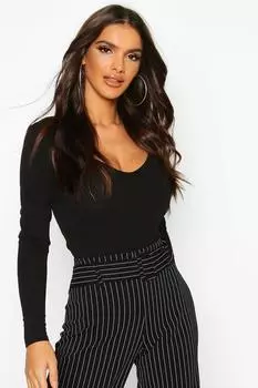 Боди с светлым шеи Boohoo, черный