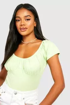 Боди с туфными рукавами Boohoo, зеленый