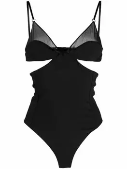 Боди с вырезами Saint Laurent, черный