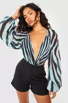 Боди с вырезами зебра Boohoo, разноцветный