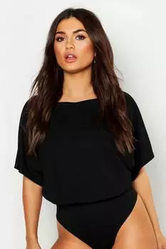 Боди с вырезом лодочка Boohoo, черный