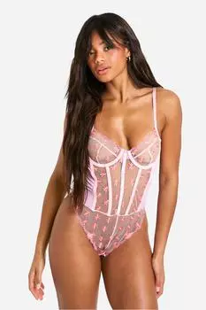 Боди с вышивкой Daisy boohoo, розовый