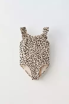 Боди с животным принтом ZARA, цвет leopard