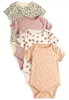 Боди SHORT SLEEVE 4 PACK . Next, цвет neutral animal