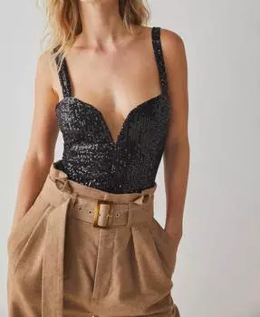 Боди Sparks Fly Sequin в черном цвете Free People