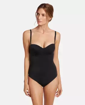 Боди-стринги с бюстгальтером-бандо Wolford, черный