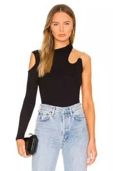 Боди superdown alene asymmetrical bodysuit, черный