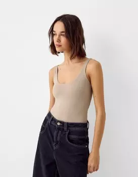 Боди-Танк Bershka, коричневый