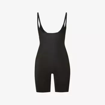 Боди Thinstincts 20 из эластичного плетения с открытой грудью Spanx, черный