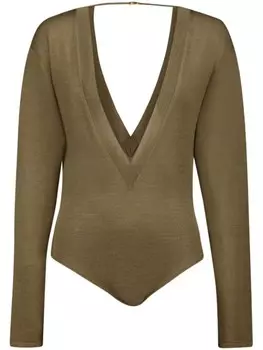 Боди тонкой вязки Saint Laurent, зеленый