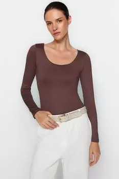 Боди Trendyol из мягкой ткани, коричневый