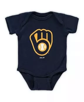 Боди унисекс для новорожденных, темно-синее боди с логотипом команды Milwaukee Brewers Team Outerstuff, синий