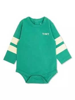 Боди в полоску с логотипом Tiny Cottons, зеленый