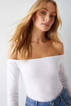 Боди в рубчик Bardot Warehouse, белый