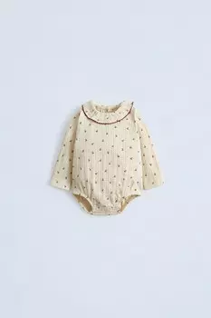 Боди вишневый ZARA, экрю