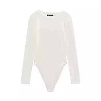 Боди Zara Long Sleeves, желтовато-белый