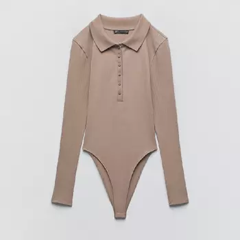 Боди Zara Polo Collar, коричневый