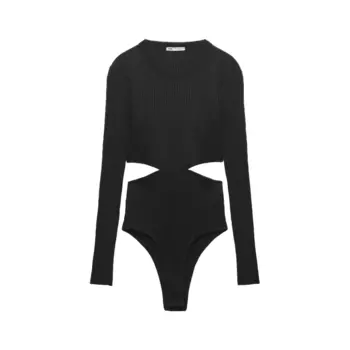 Боди Zara Ribbed Cut-out, черный