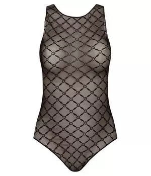 Боди женское Elisabetta Franchi полупрозрачное с узором, черный
