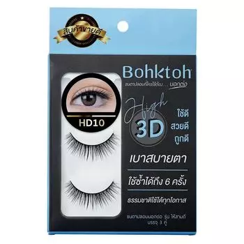 Bohktoh Накладные ресницы HD 3 пары HD10, Black