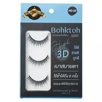 Bohktoh Накладные ресницы Высокие 3D 3 пары HD02, Black