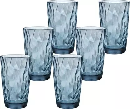 Бокалы для лонг-дринов 47cl Diamond Ocean Blue - 6 шт Emilja