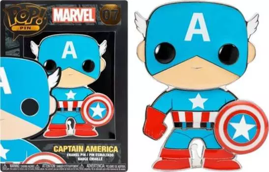 Большая эмалированная булавка marvel - pop № 07 - Капитан Америка Funko