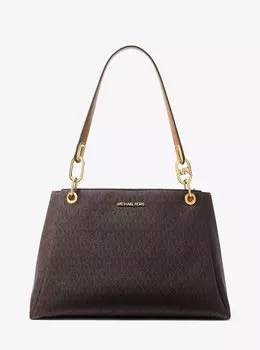 Большая сумка на плечо Trisha с логотипом Michael Kors, коричневый