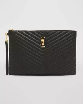 Большая сумка YSL Monogram из гладкой кожи Saint Laurent, цвет Black