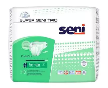 Большие 100-150 см, подгузники-штанишки, 10 шт. Seni Super Trio